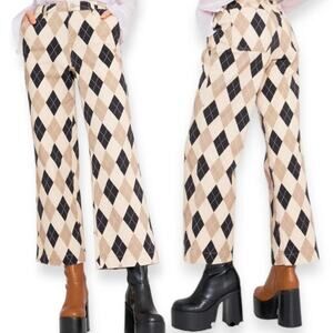 Current Mood Argyle Wide Leg Pants Sz M